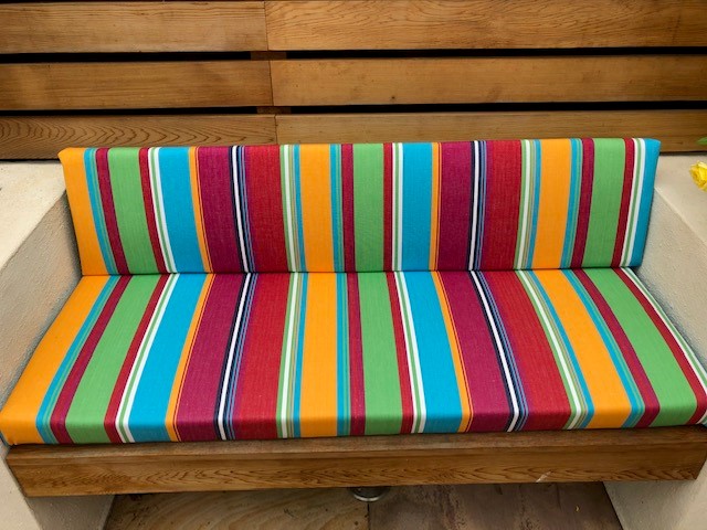 Striped bench cushions