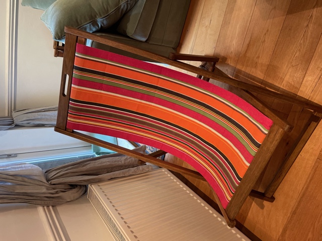 Deck chair recovered in The Stripes Company Canvas Fabric 