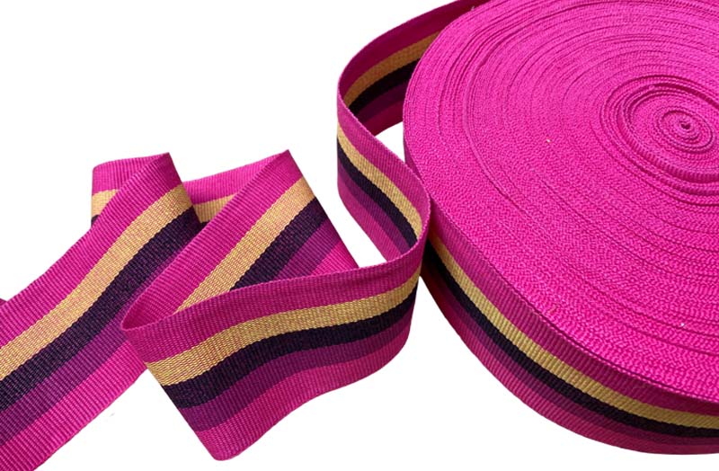 Bright Pink Striped Webbing | Pink Upholstery Webbing