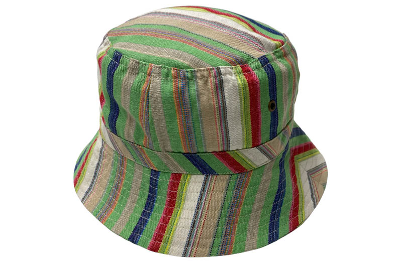 Bucket Hats - Green, Blue, Red, White, Beige Stripes