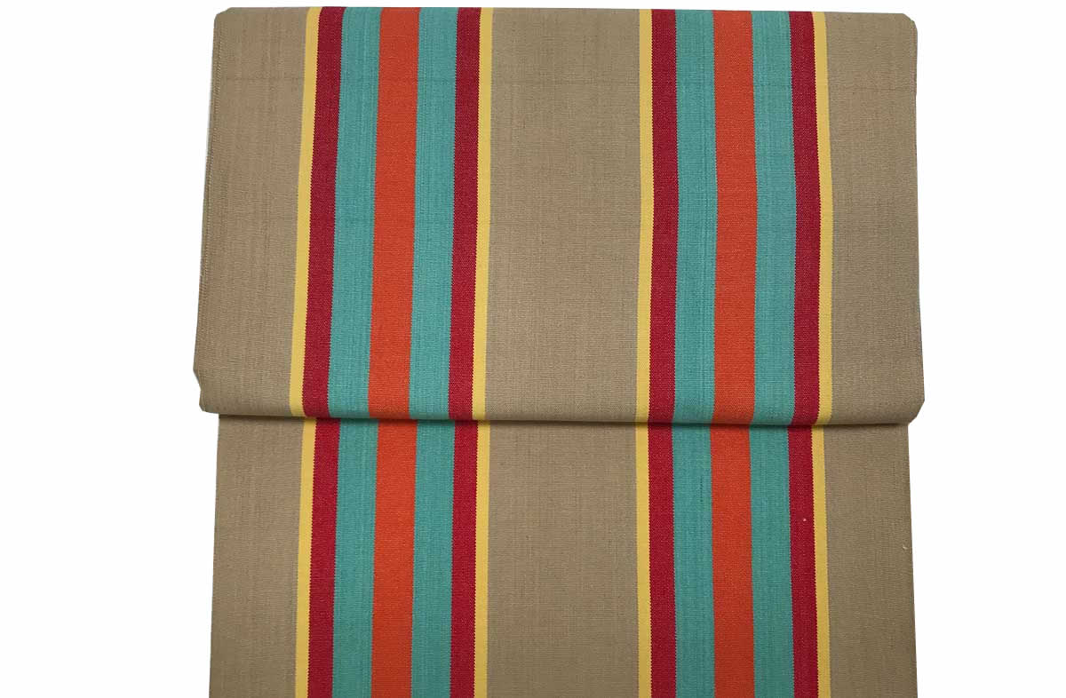 Vintage Deckchair Canvas fawn, terracotta, turquoise stripes  
