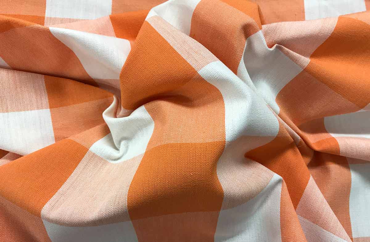 Tangerine Orange Gingham Fabrics Large Checks 