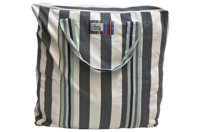 Grey White Stripe Jumbo Large Storage Bag for Bedding, Cushions, Textiles, Pillows