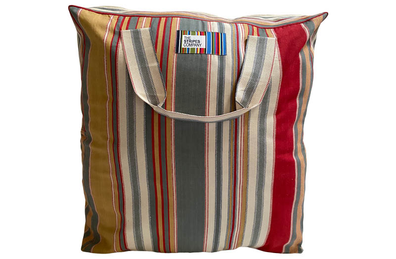 Grey, Khaki, Red Stripe Jumbo Large Storage Bag for Bedding, Cushions, Textiles, Pillows