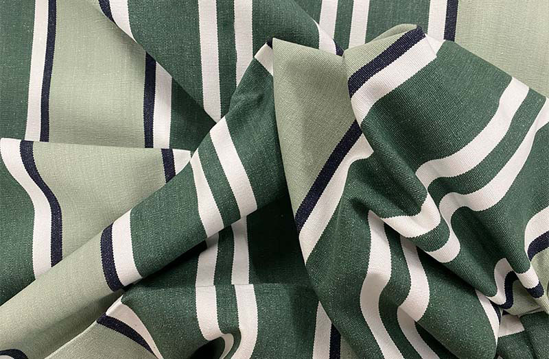 Light Green, Dark Green Striped Fabric | Stripe Cotton Curtain Upholstery Fabric