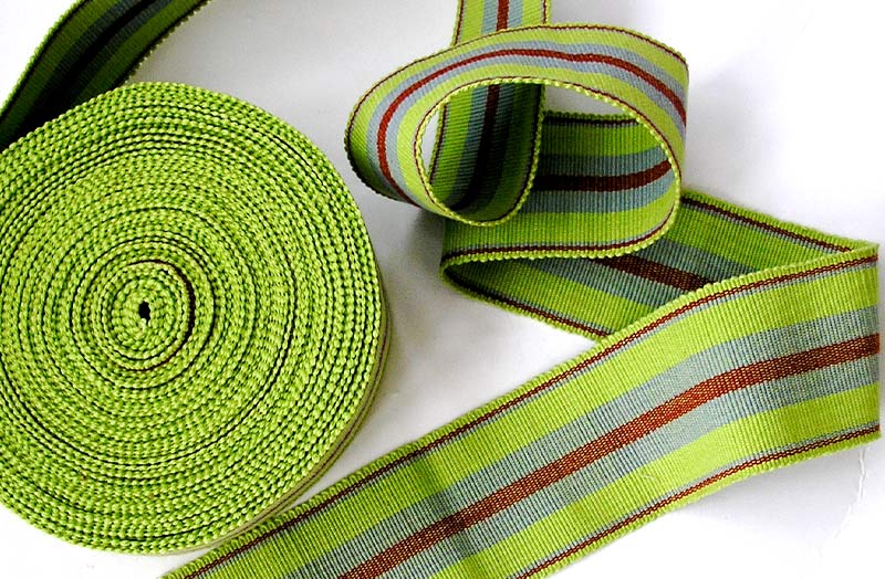 Lime Green Stripe Webbing - Upholstery Webbing