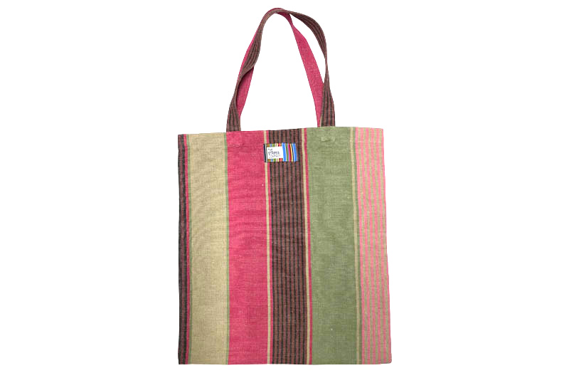 Pink, Sage, Taupe Striped  Linen Tote Bags