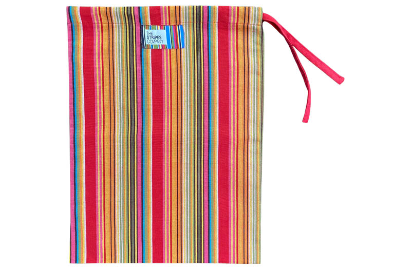 Multi Stripe, Pinks, Yellows Drawstring Shoe Bags | Striped Shoe Bags