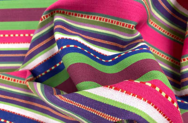 Hot Pink, Green, Purple Stripe Fabric | Stripe Cotton Fabrics | Striped Curtain Upholstery Fabrics