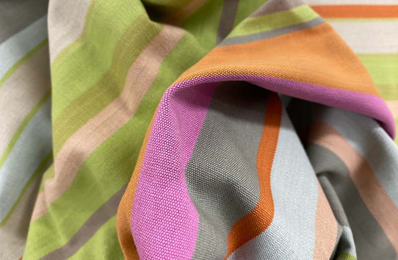 Stone, Pale Green, Terracotta, Pink Stripe Fabrics | Stripe Cotton Curtain Upholstery Fabrics