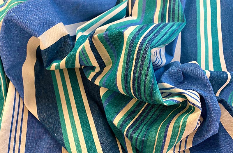 Blue, Green, White Striped Fabric | Stripe Cotton Fabric for Blinds, Curtains, Upholstery