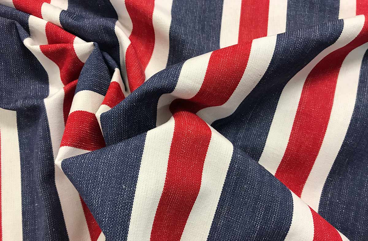 Blue Red and White Striped Fabric