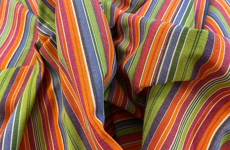 Green, Orange, Pink Striped Fabric | Stripe Cotton Fabrics 135cm wide