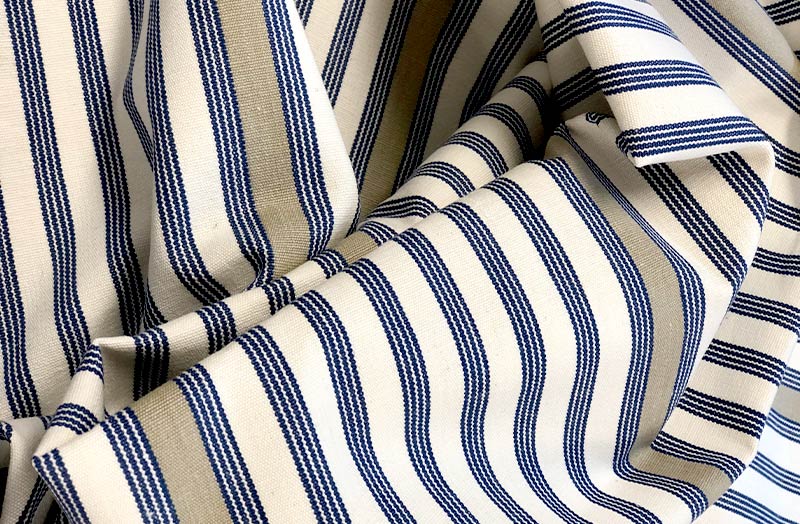 Cream, Blue and Beige Stripe Fabric