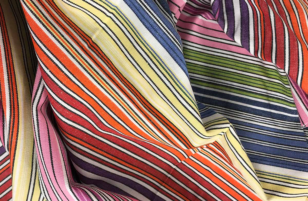 Rhumba Rainbow and White Striped Fabric