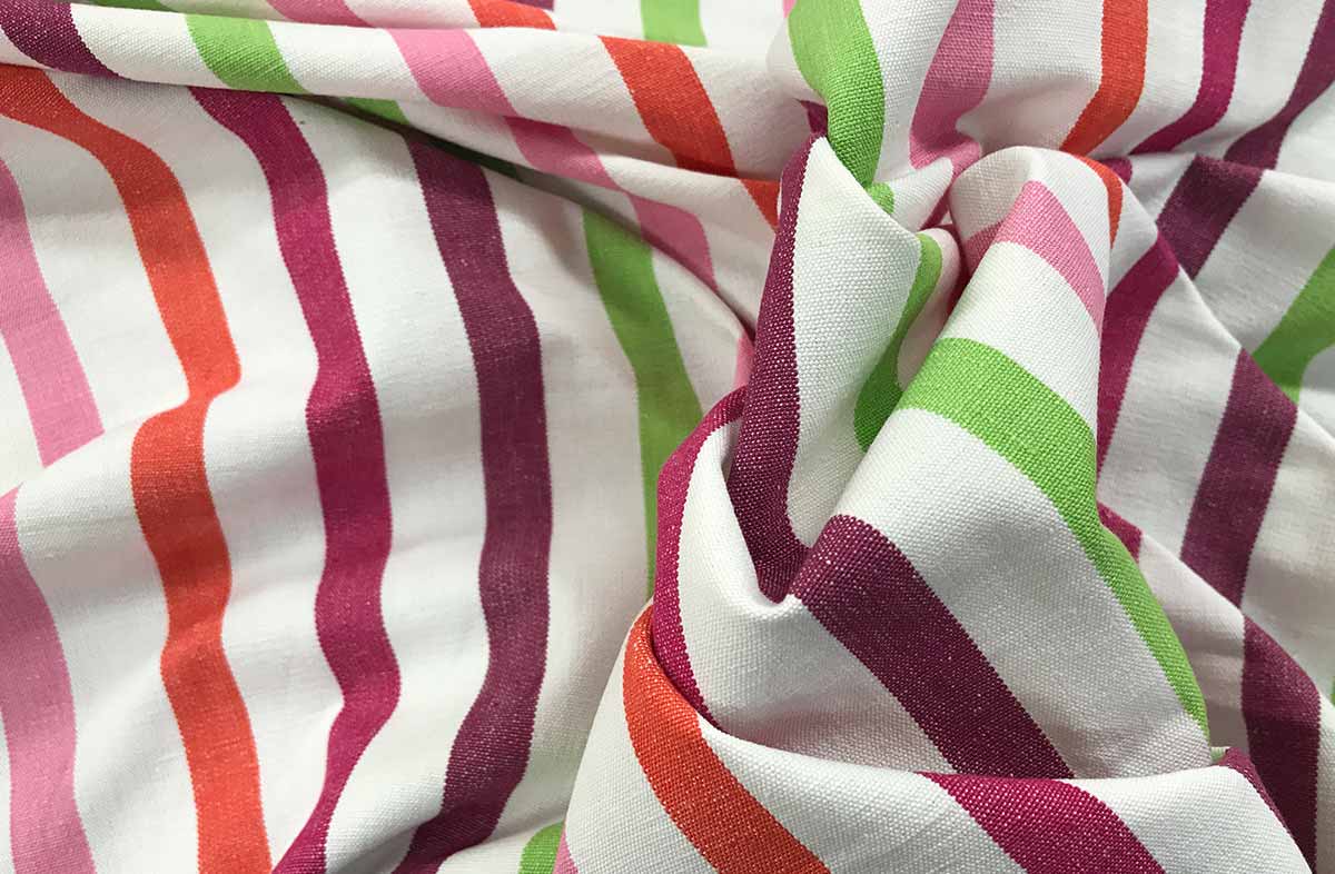 Striped Fabric White Pink Purple Lime Stripes | Striped Curtain Fabrics | Upholstery Fabrics   