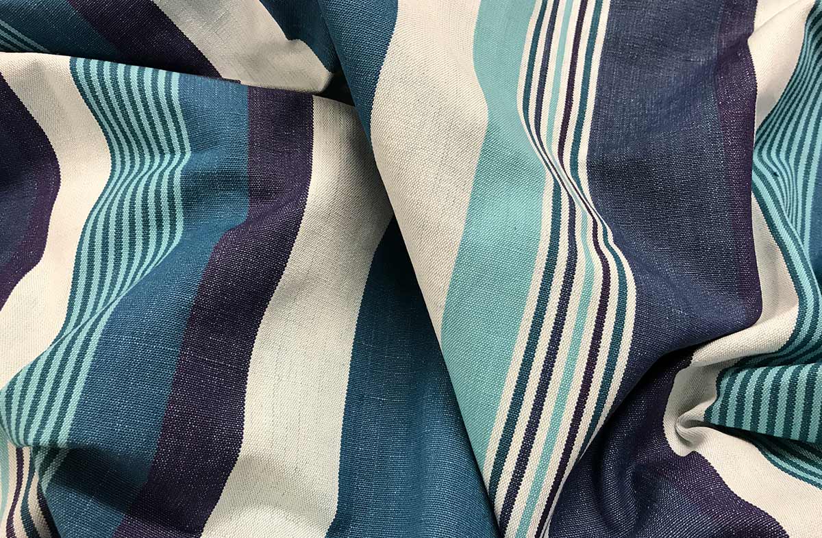 Teal Striped Fabrics - Stripe Cotton Curtain Upholstery Fabrics - Swing Stripes