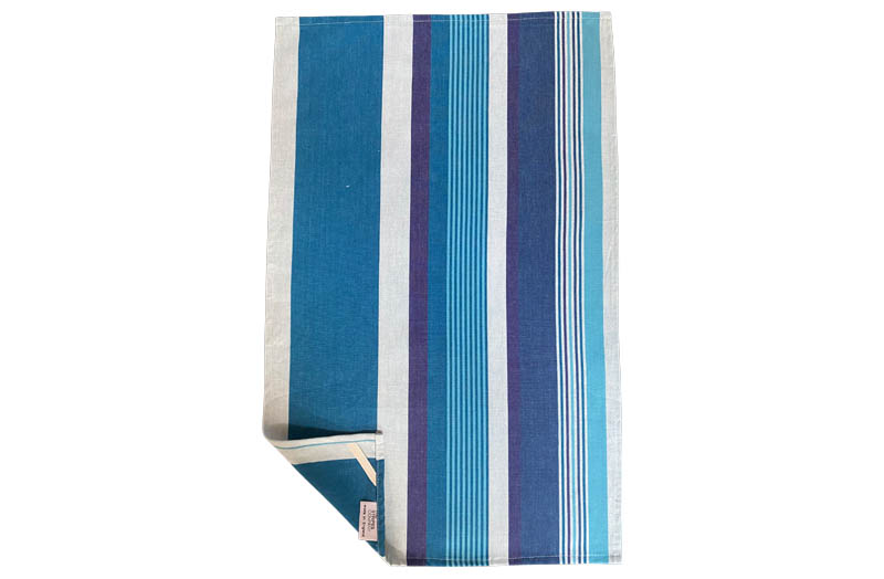 Tea Towels Teal, Aquamarine, French Navy Stripe 