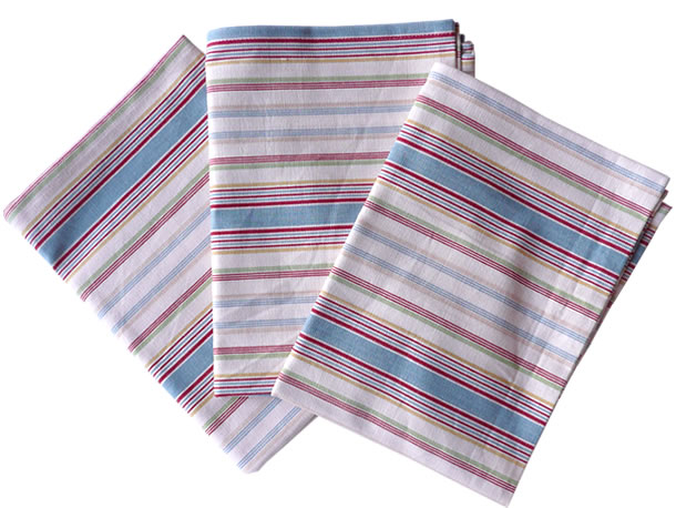 Blue Striped Tea Towel Sets | Set of 3 Teatowels Locker Room Stripes