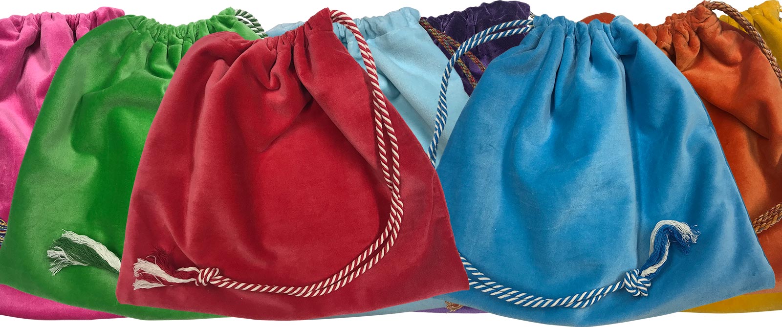 Aqua Velvet Handbag Pouches with Drawstring 