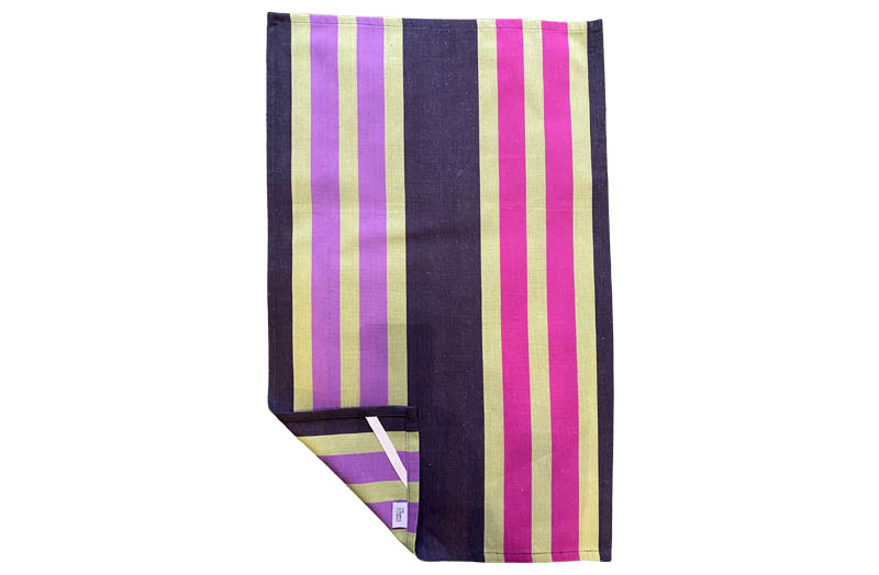 Black, Lime Green, Pink, Purple Stripe Tea Towels | Striped Teatowels