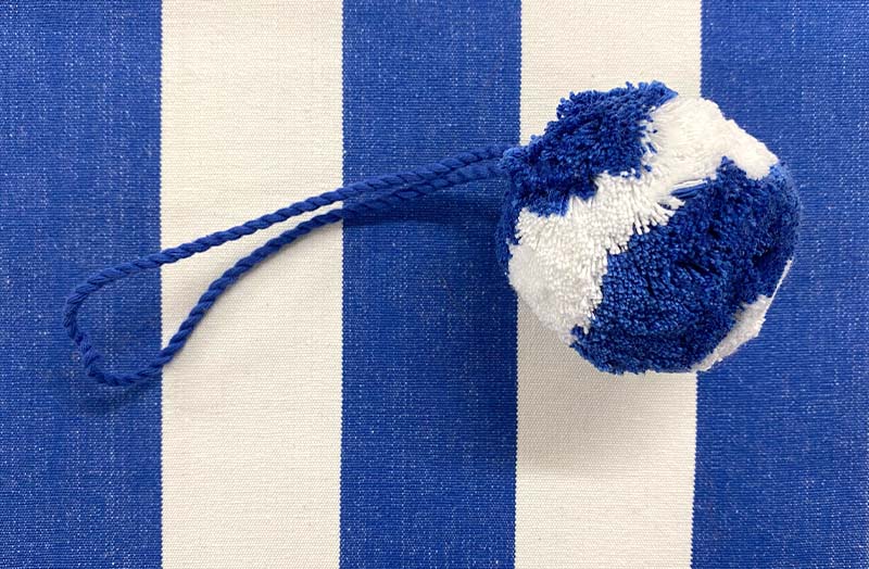 Blue/White Hanging Cotton Pom Pom - Soft pompom hanging balls
