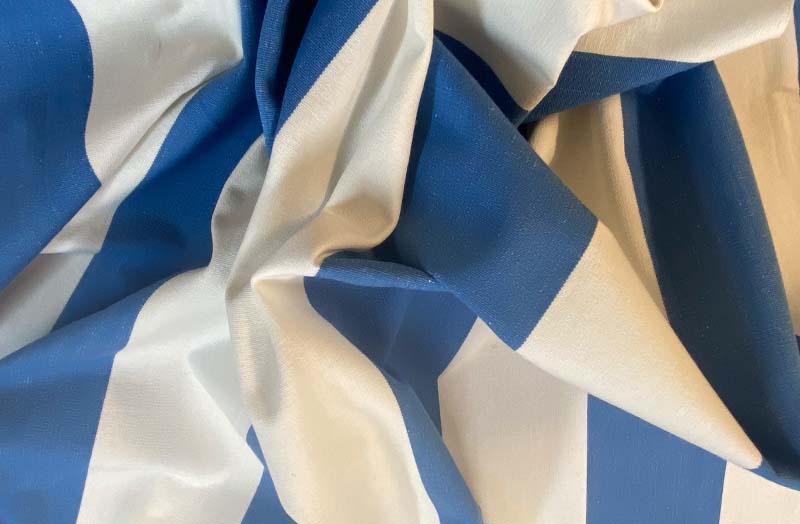 Blue and White Stripe Fabric | Wide Mediterranean Blue Stripe Cotton Fabric 