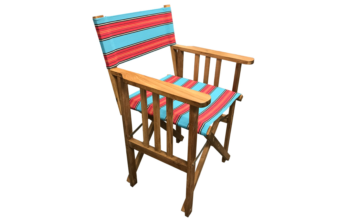 Light Blue and Red Stripe Directors Chairs