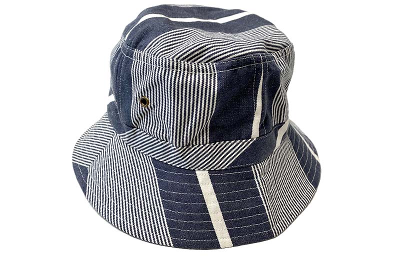 Dark Grey, White Stripe Bucket Hat - Grey Stripe Sun Hats