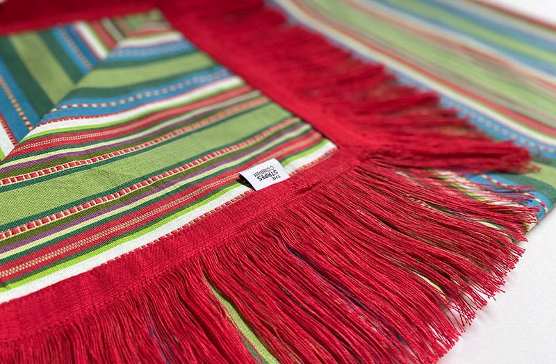Pretty Green Striped Fringed Cotton Throws 