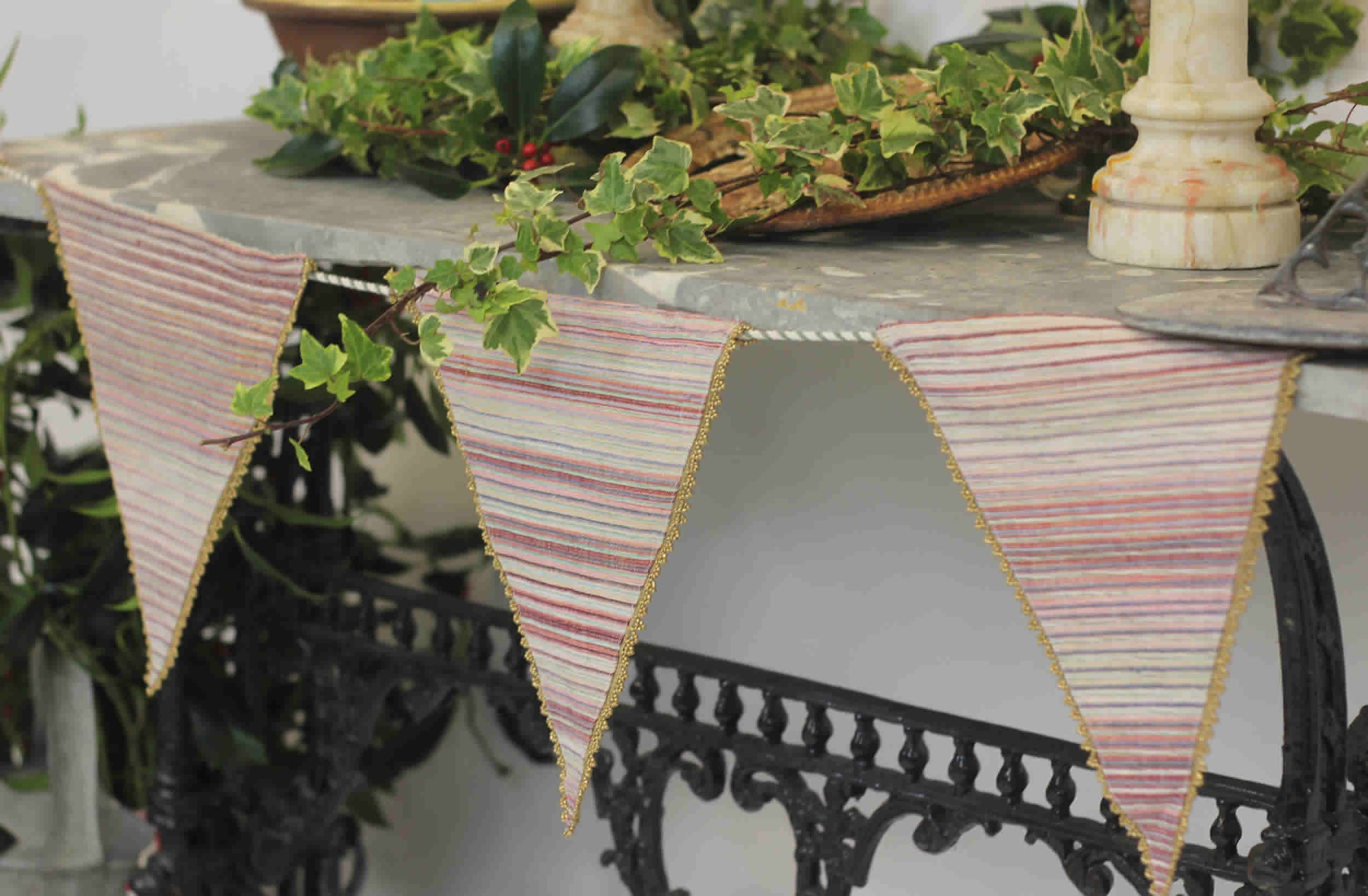 Luxury Beaded Christmas / Wedding Bunting - Champagne Stripe
