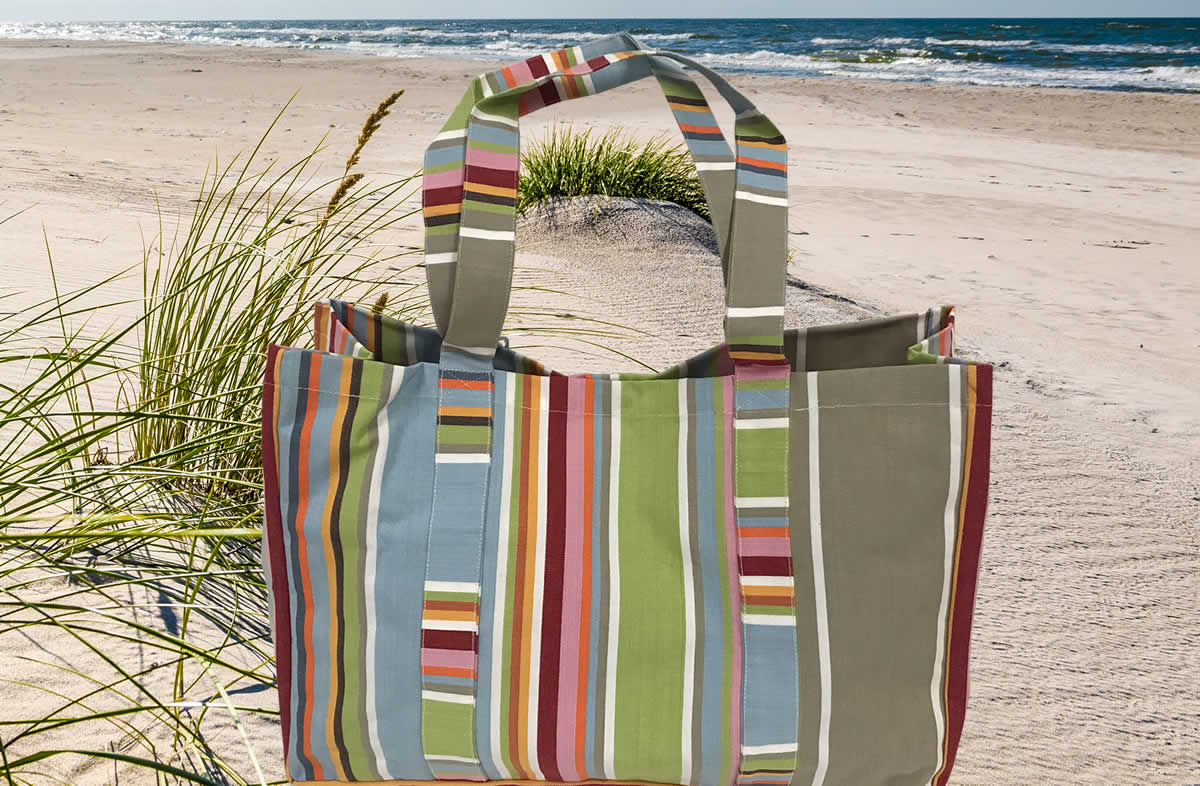 Extra Large Beach Bag duck egg blue, beige, light green | The Stripes ...