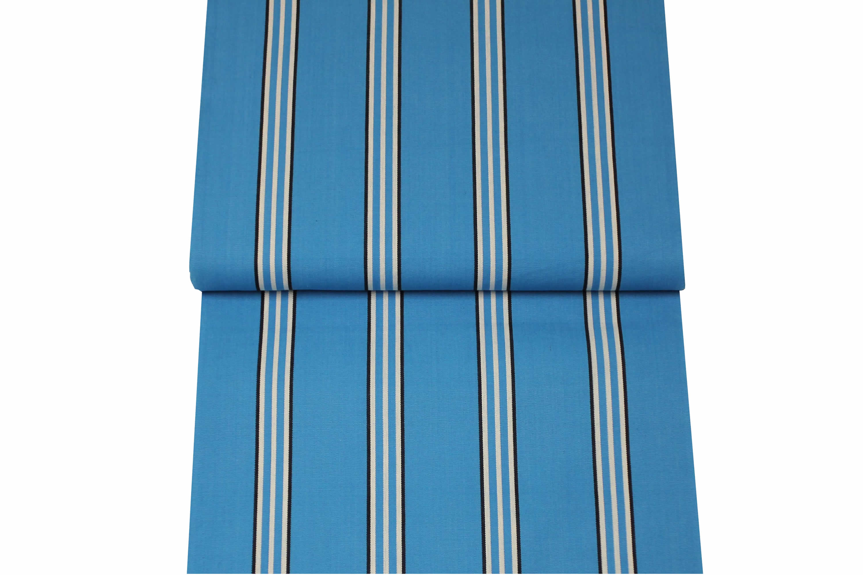 Turquoise Striped Deckchair Canvas Fabric - Thicker Weave turquoise, white, black  