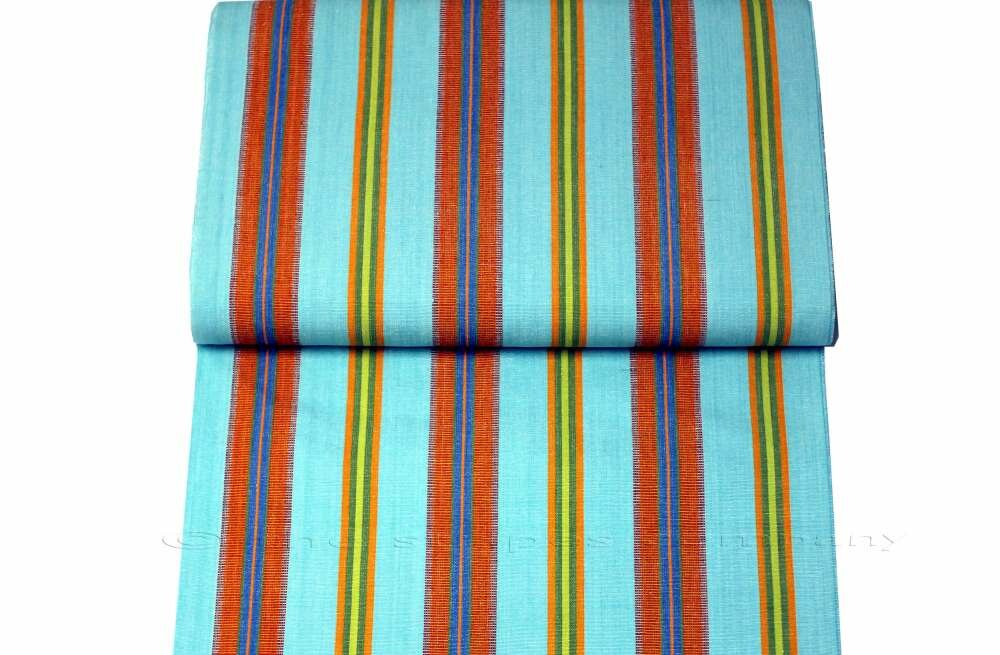 Turquoise Deckchair Canvas Fabric - Petanque Stripe
