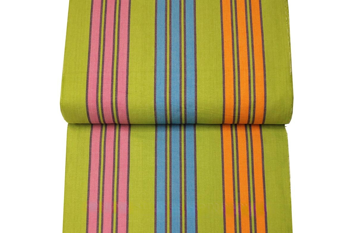 Pale Green Deckchair Canvas with Turquoise, Pink and Orange Stripes
