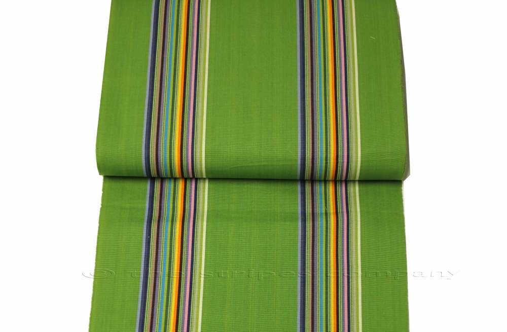 Green Striped Deckchair Canvas Fabric, Strong Weave with Rainbow Stripes