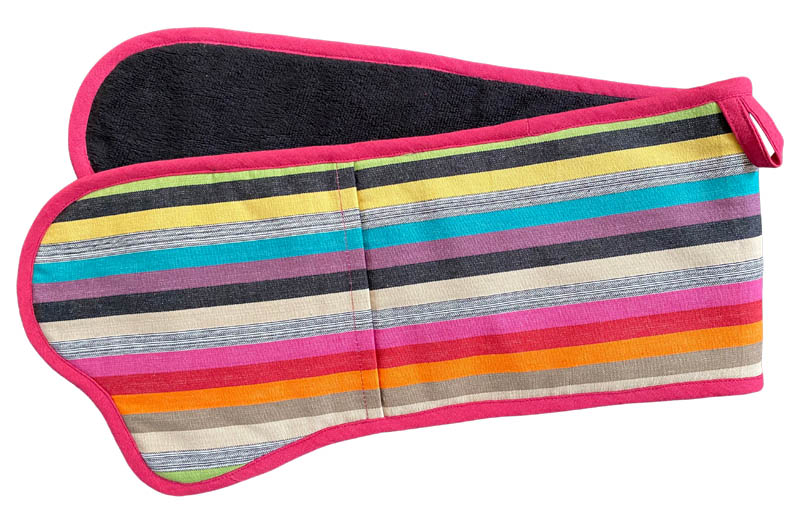 Multi Stripe Oven Gloves | Double Oven Mitts with Bright, Colourful And Neutral Stripes - Rappelling Stripe