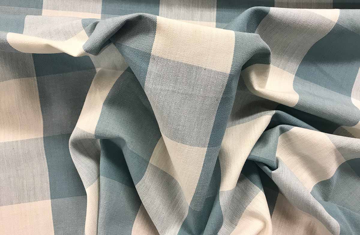 Teal and White Gingham Fabrics Large Checks