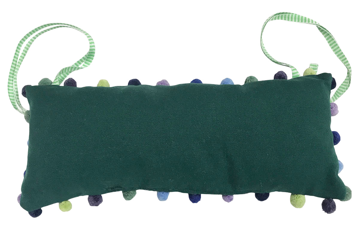Dark Green Deckchair Headrest Cushions | Green Tie on Pompom Headrest Pillow