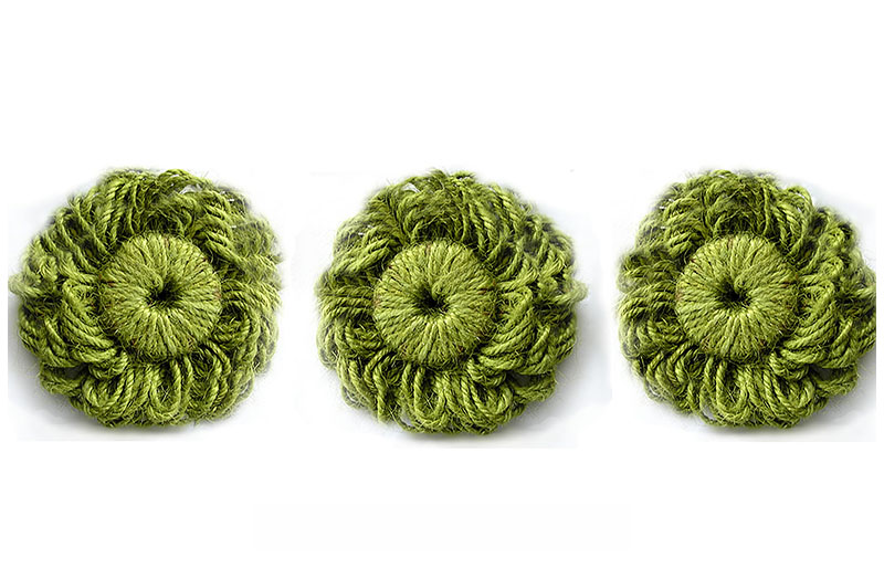 Green Jute Flower Rosettes - Fabric Flowers - Fabric Rosettes  Green 