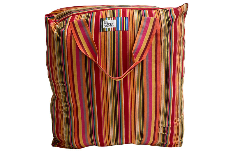 Pink Yellow Multi Stripe Jumbo Large Storage Bag for Bedding, Cushions, Textiles, Pillows
