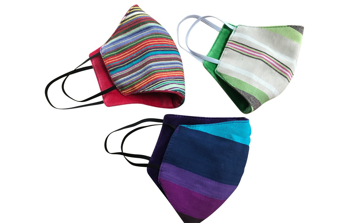 Reversible Face Coverings in Stripes and Velvet by The Stripes Company