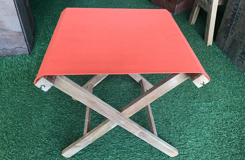 Orange Portable Folding Stools with Orange Canvas Seat