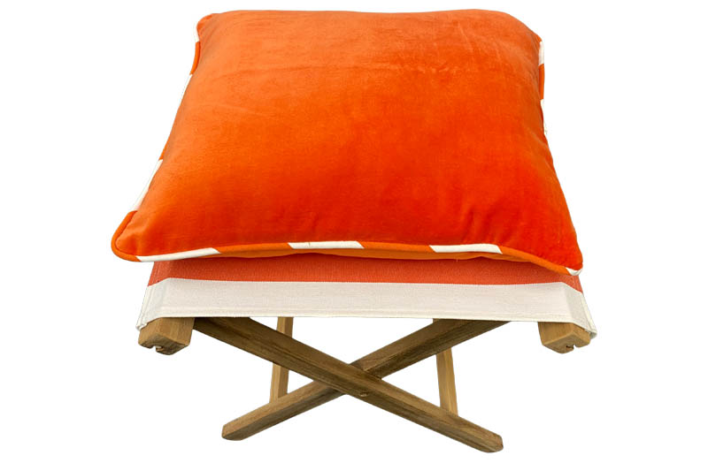 Portable Folding Stools with Striped Seats orange white  