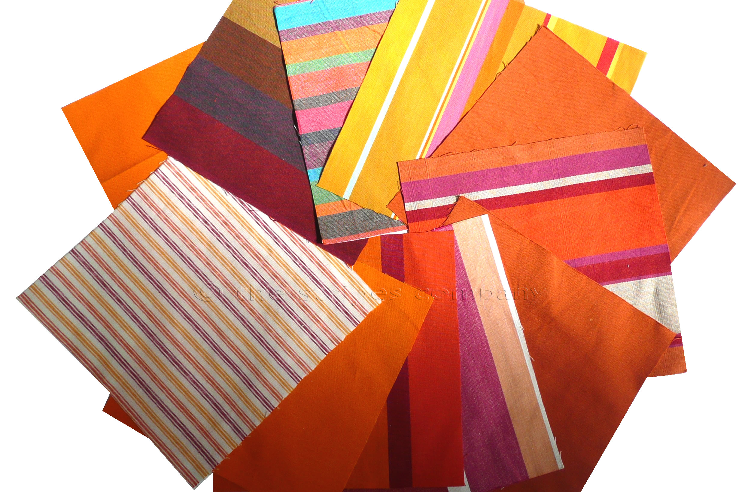 Orange Patchwork Fabric Squares | Quilting Fabric Squares Orange Stripes