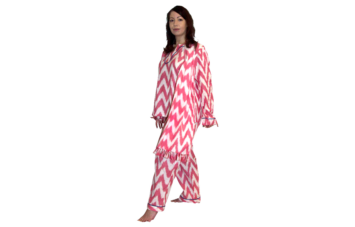 Pink and White Three Piece Loungwear Pyjama Set - Medium 