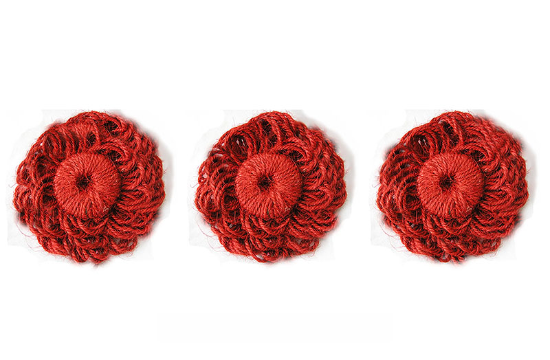 Red Jute Flower Rosettes - Fabric Flowers - Fabric Rosettes Red