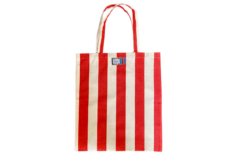 Red and White Stripe Tote Bags