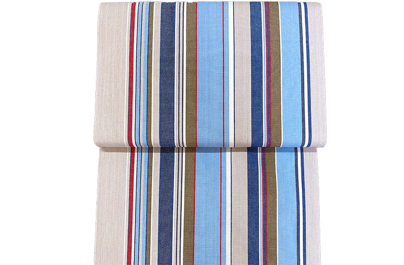 Blue Grey and Red Stripe Replacement Deck Chair Sling