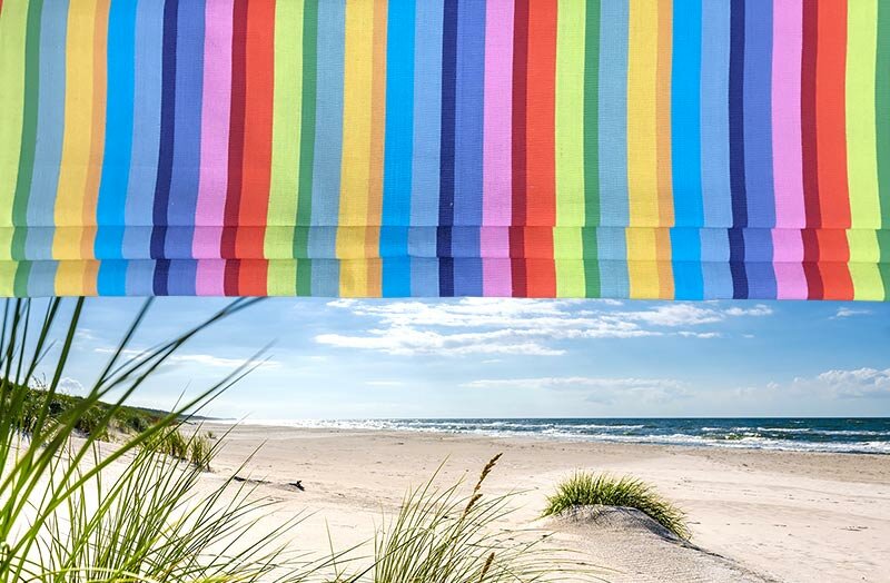 rainbow striped roman blind